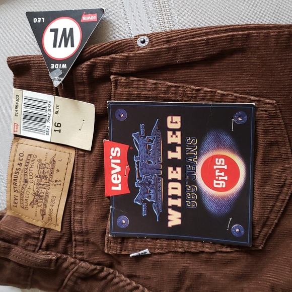 Levi's NEW 565 Wide Leg Jeans Girls Slim Microvelvet Cotton RARE🎉 USA 🎉HP🎉 - Picture 14 of 16